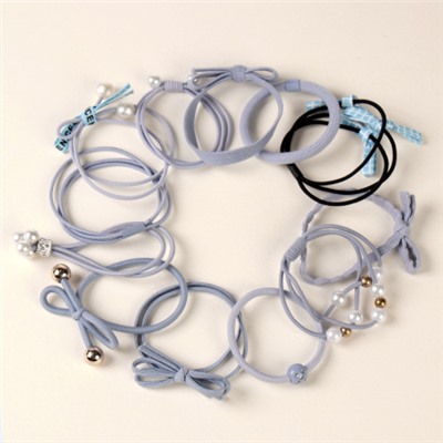 Резинка для волос набор 12 штук / YAN-24 /уп 1/серо-голубые