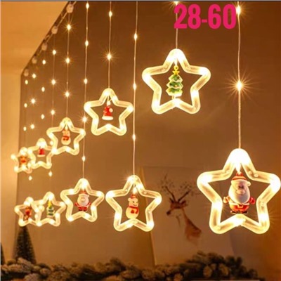 Новый Гирлянда Звезды ⭐и Снежинки - _ _10Led , с пультом ,