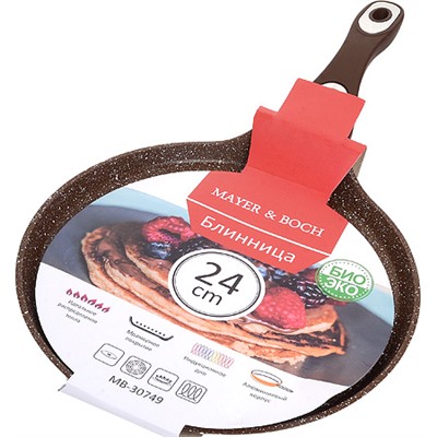 30749 Блинница алюм 24 см мрам/п бак/руч MB (х6)