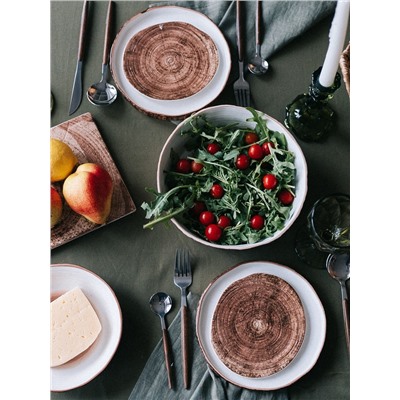 Тарелка глубокая Magistro Wood, 700 мл, d=18.2 см, фарфор, коричневая