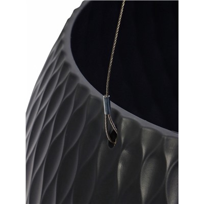 Кашпо для цветов «Жемчужина», 4 л, d=29 см, h=19.5 см, пластик, со вставкой, подвесное, цвет графитовый