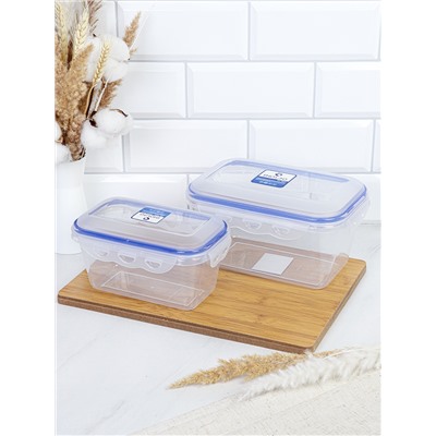 Набор пластиковых контейнеров Люкс прямоугольный 2 штуки 960/2000 мл / CP2031C /уп 24/ ДОП СКИДКА НА КОРОБ 3%