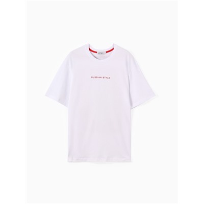 Футболка мужская KAFTAN Russian style, размер 48, белая