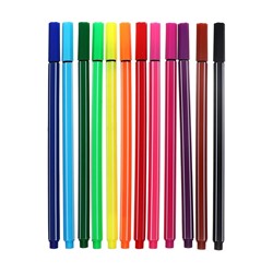 Набор капиллярных ручек, Calligrata «Полоски», линия 0.4 мм, 12 цветов, МИКС