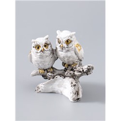 УЦЕНКА Сувенир полистоун "Белые филины на коряге" 5х9х8,5 см