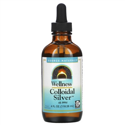 Source Naturals, Коллоидное серебро для хорошего самочувствия, 45 PPM, 118,28 мл (4 жидкие унции)