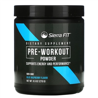 Sierra Fit, предтренировочная добавка в порошке, со вкусом голубой малины, 270 г (9,5 унции)