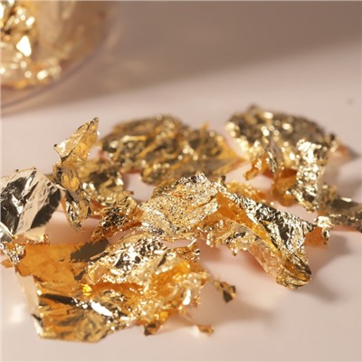 Поталь для декора ногтей, 3 г, в пластиковой банке, золотистая