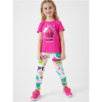 Комплект трикотажный для девочек: фуфайка (футболка), брюки (легинсы)