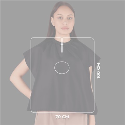 Пелерина парикмахерская, 100×70(±1) см, на завязках/крючках, чёрная