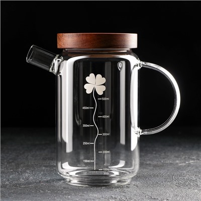 Кувшин для воды с крышкой «Эко. Флора», 650 мл, 9×16 см, стекло