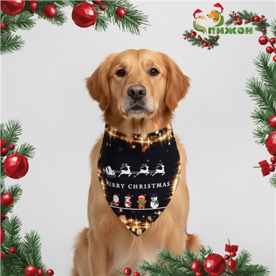Бандана для животных Merry christmas, размер L (ОШ до 62 см)