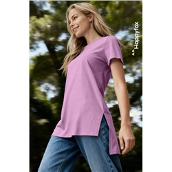 Женская удлиненная футболка с разрезами Happyfox