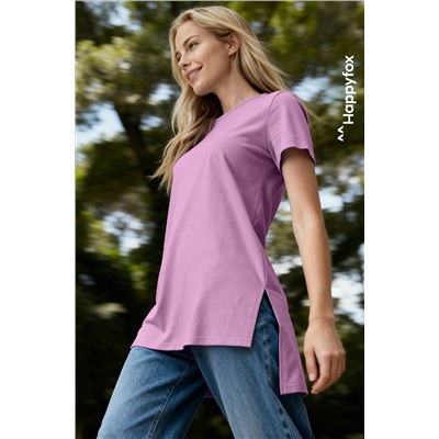 Женская удлиненная футболка с разрезами Happyfox