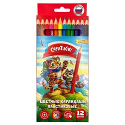 Карандаши пластиковые 12цв шестигранные ЦКП12КР/Р(263575) Creativiki