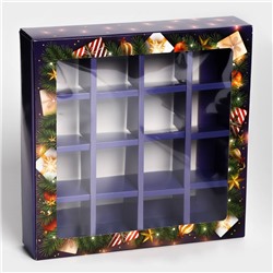 Коробка под 16 конфет новогодняя «Сказке быть!», 17.5×17.5×3.5 см