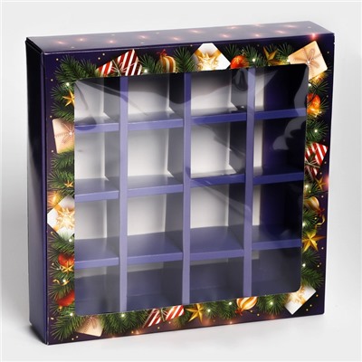 Коробка под 16 конфет новогодняя «Сказке быть!», 17.5×17.5×3.5 см