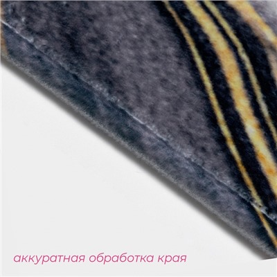 Коврик для ванной и туалета Доляна «Камень», 44×120 см, чёрный