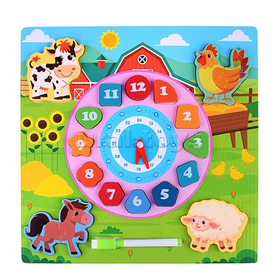 Пазл-вкладыш "Изучаем время. На ферме"
