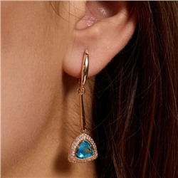 Комплект ювелирной бижутерии коллекция "Дубай" серьги и кольцо 18 р покрытие позолота, вставка: фианиты и цирконы, цвет: голубой и прозрачный, арт.215.614-18