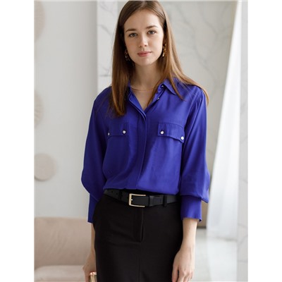 Блузка из премиальной вискозы и лиоцелла с удлиненным манжетом