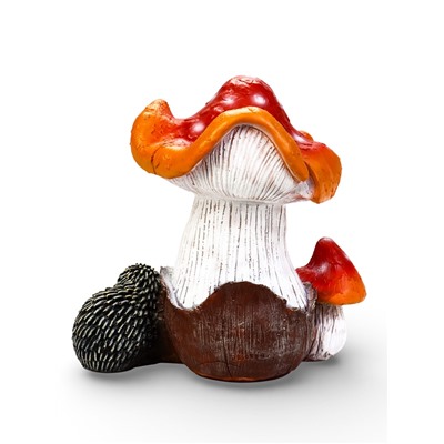 Садовая фигура «Гриб-мухомор с ежами» из полистоуна, 40×32×40 см