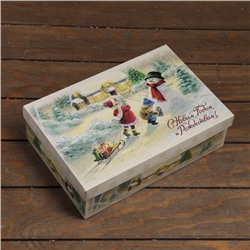 Коробка подарочная новогодняя складная, крышка-дно «С Новым Годом и Рождеством» 30×20×9 см