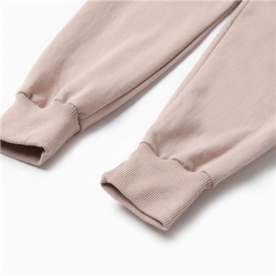 Костюм с начёсом женский (толстовка, брюки) Tusi, размер 44, бежевый