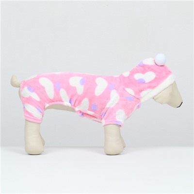 Комбинезон «Любовь», с капюшоном, размер S, ДС 25 см, ОГ 35 см, ОШ 25 см, розовый