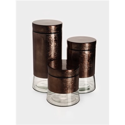 Банки для сыпучих продуктов «Богема», 3 предмета: 350/550/800 мл, стекло, коричневые
