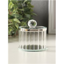 Шкатулка для украшений «Шар», стекло, с крышкой и металлическим ободком под серебро, 6.7×6.7×7 см