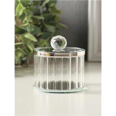 Шкатулка для украшений «Шар», стекло, с крышкой и металлическим ободком под серебро, 6.7×6.7×7 см