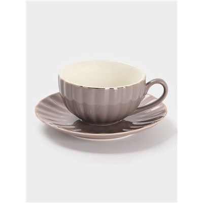УЦЕНКА Чайный сервиз «Вивьен» 6 чашек 200 мл, 6 блюдец d=15 см, цвет серый