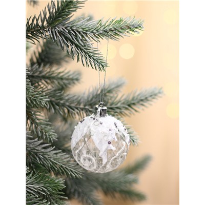 Ёлочные игрушки «Снежная изморозь», шары пластиковые, d=6 см, набор 9 шт., белый