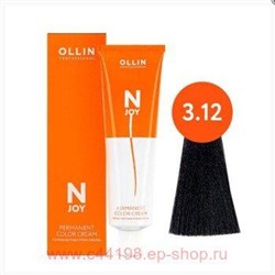 OLLIN "N-JOY" 3/12 – темный шатен пепельно-фиолетовый, перманентная крем-краска для волос 100мл