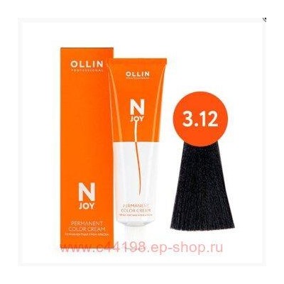 OLLIN "N-JOY" 3/12 – темный шатен пепельно-фиолетовый, перманентная крем-краска для волос 100мл