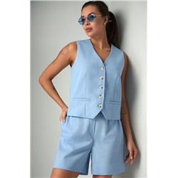 Женский льняной костюм жилет с шортами Happyfox