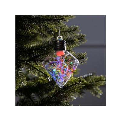Ёлочный шар «Морозный кристалл», 11×7.5 см, 1 LED, от батареек, свечение RGB