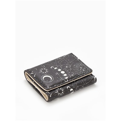 Кошелёк женский на кнопке, 10.5×2.5×8.5 см, чёрный/белый