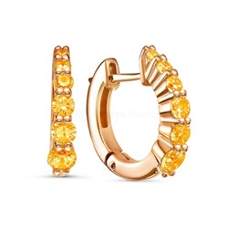 Серьги из золочёного серебра с нат.цитрином 925 пробы с-7242з405