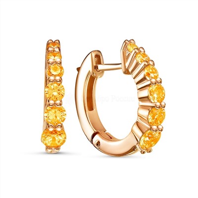 Серьги из золочёного серебра с нат.цитрином 925 пробы с-7242з405