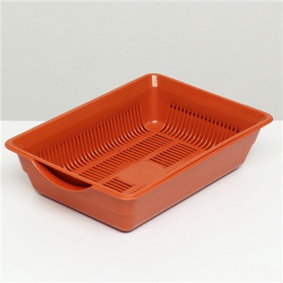 Туалет для кошек, 36×25×9 см, глубокий, с сеткой, пластик, коричневый