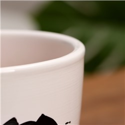 Горшок для цветов «Кот», 1 л, d=15 см, h=13 см, керамика, с поддоном, белый