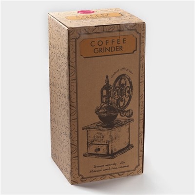 Кофемолка ручная Доляна «Мастер», 26×11×11 см, бук, цвет тёмное дерево