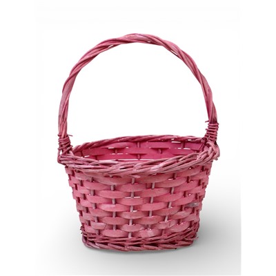 Корзина плетёная для хранения, 28×20×11 см, ручка h=14 см, ива, розовая, Greengo