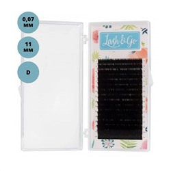 Lash&Go Ресницы на ленте 16 линий 11 мм, D, 0,07 мм, черный 12612