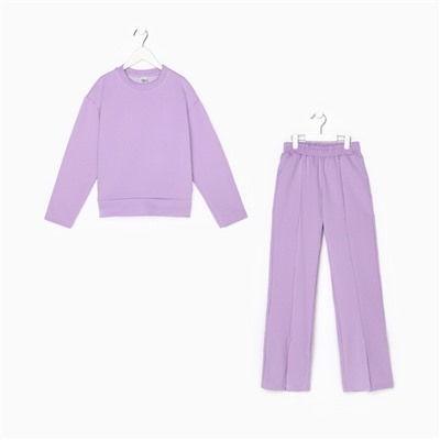 Костюм для девочки (джемпер, брюки), цвет сиреневый, рост 128-134 см