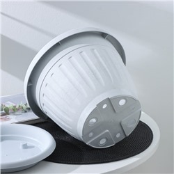 Горшок для цветов с поддоном «Сильвер ЭКО», 7.2 л, d=28 см, пластиковый светло-серый