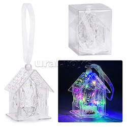 Новогоднее украшение "Домик" (6.5*5см) прозрачный