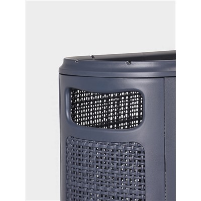 Плетёная корзина для белья с крышкой «Лён», 60 л, 43×20×80 см, графит